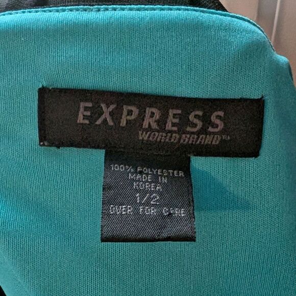 Vintage 90s Y2K Express Mini Dress Party Mesh Blue Cocktail Prom Mod Size 1/2 - Picture 8 of 12